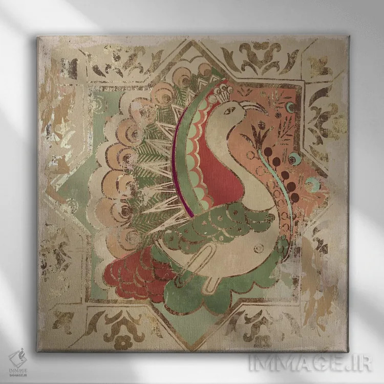 تابلو کاشی آزتک II (تمدن مکزیکی) اثر ایمی ویلسون - نمای روبهرو روی دیوار