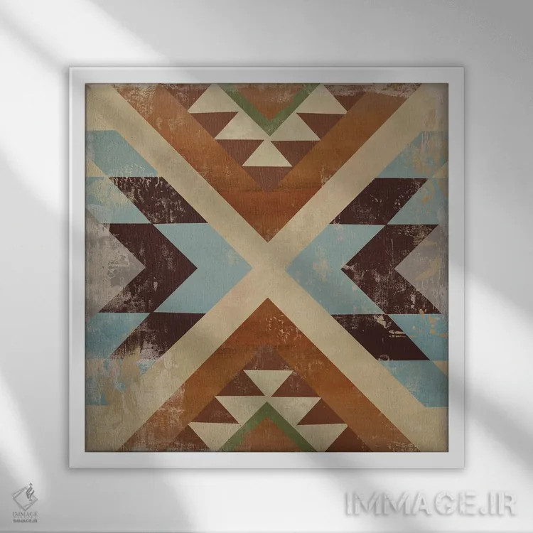 تابلو کاشی ناواهو I (بومیان آمریکا) اثر ایمی ویلسون - نمای قابدار سفید