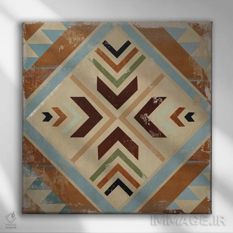 تابلو کاشی ناواهو II (بومیان آمریکا) اثر ایمی ویلسون - نمای روبهرو روی دیوار