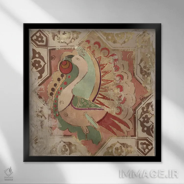 تابلو کاشی آزتک I (تمدن مکزیکی) اثر ایمی ویلسون - نمای قابدار مشکی