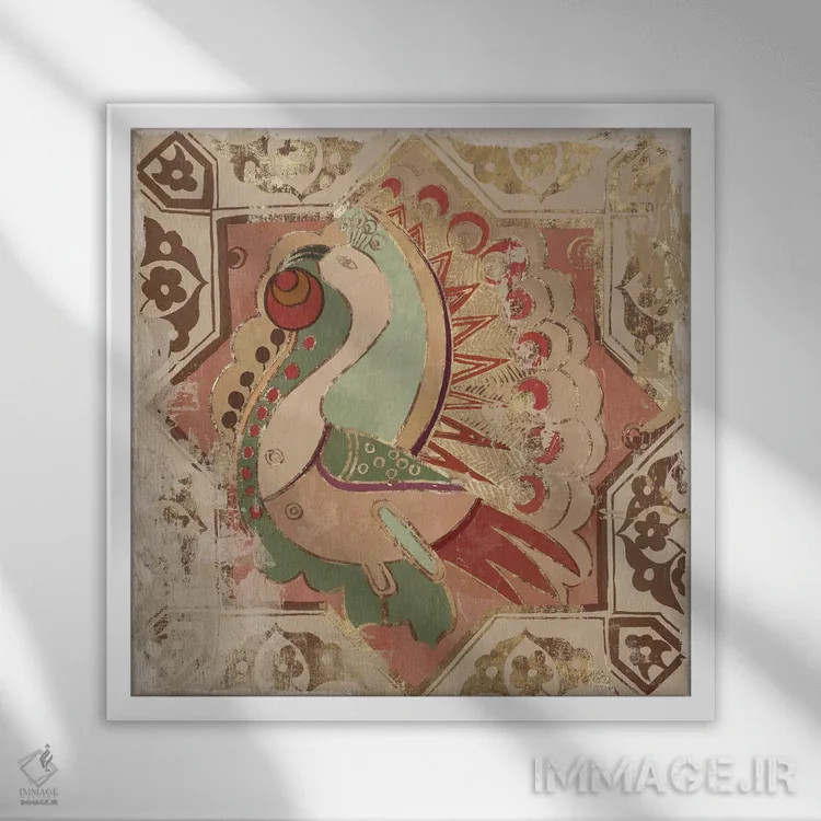 تابلو کاشی آزتک I (تمدن مکزیکی) اثر ایمی ویلسون - نمای قابدار سفید
