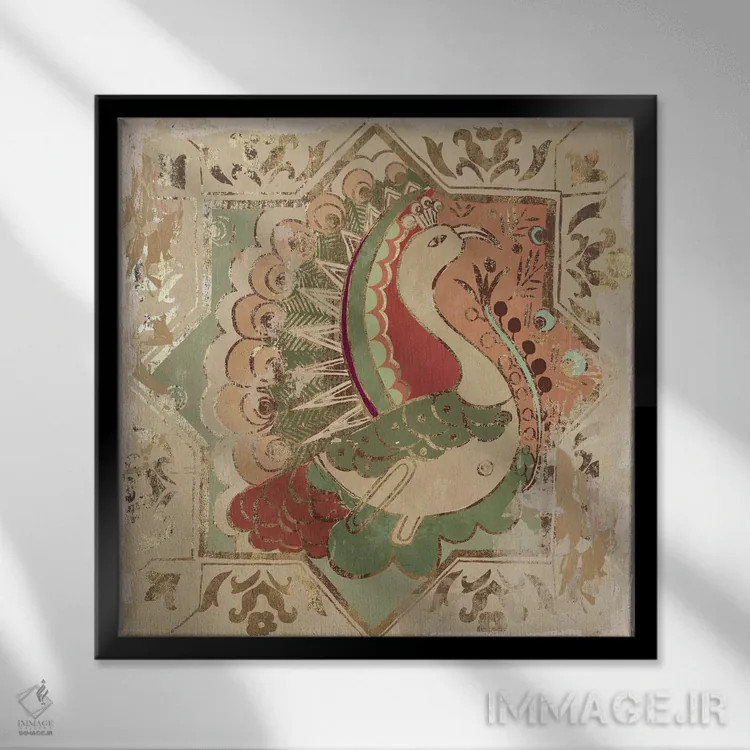 تابلو کاشی آزتک II (تمدن مکزیکی) اثر ایمی ویلسون - نمای قابدار مشکی