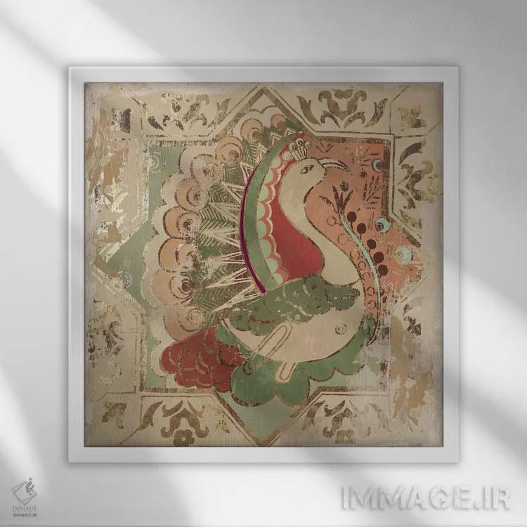 تابلو کاشی آزتک II (تمدن مکزیکی) اثر ایمی ویلسون - نمای قابدار سفید