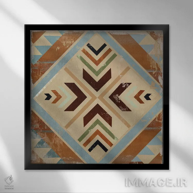 تابلو کاشی ناواهو II (بومیان آمریکا) اثر ایمی ویلسون - نمای قابدار مشکی