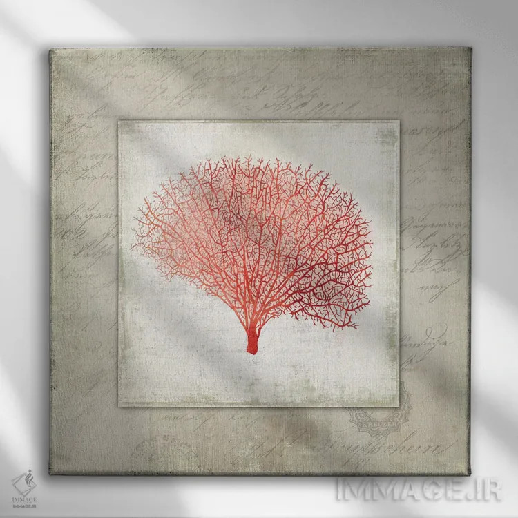 تابلو کتان مرجانی II اثر ایمی ویلسون - نمای روبهرو روی دیوار