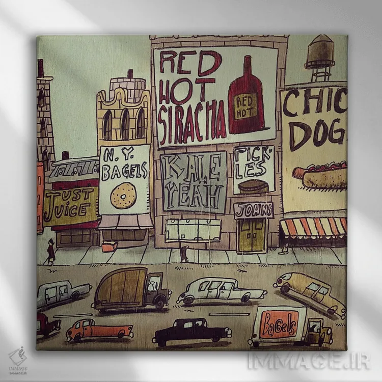 تابلو فلفلی/قرمز داغ اثر آرون ووتن - نمای روبهرو روی دیوار