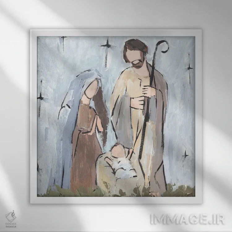 تابلو تولد ستارهای II اثر آنی وارن - نمای قابدار سفید