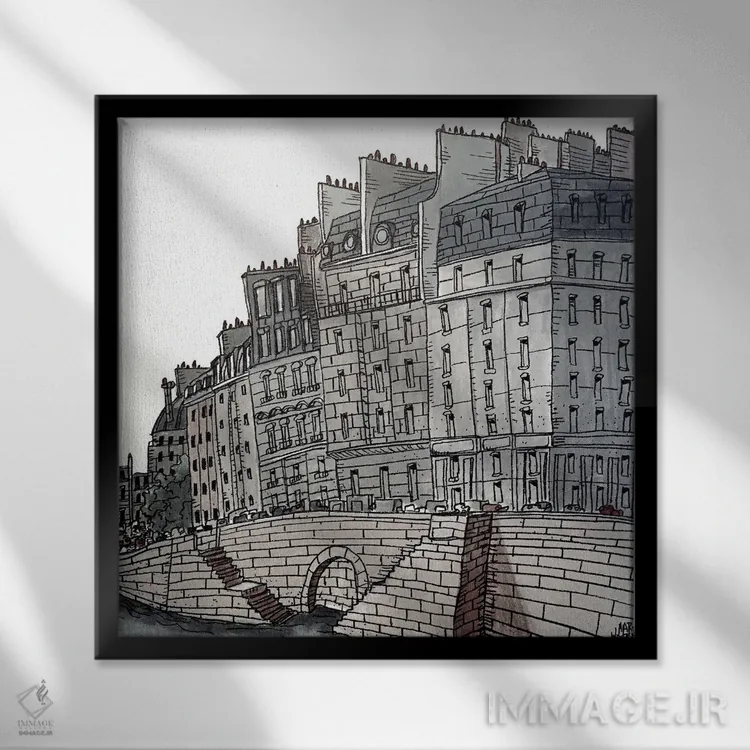 تابلو از رود سن (فرانسه) اثر آرون ووتن - نمای قابدار مشکی