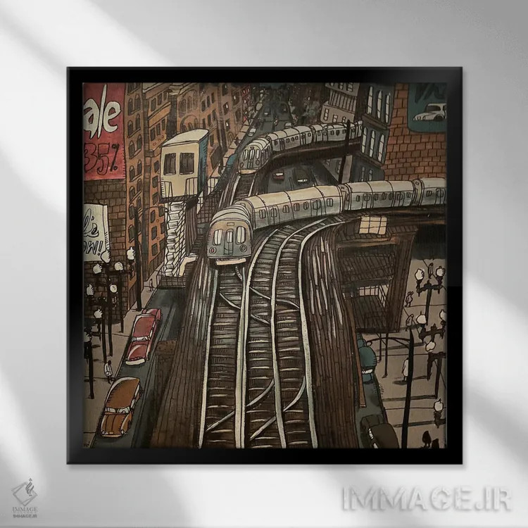 تابلو سر پیچ اثر آرون ووتن - نمای قابدار مشکی