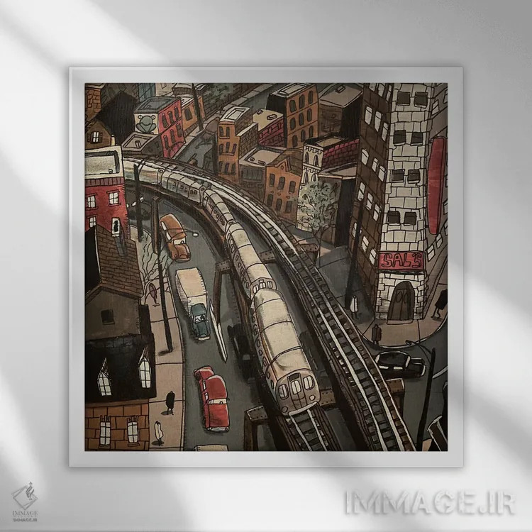 تابلو دور حلقه اثر آرون ووتن - نمای قابدار سفید