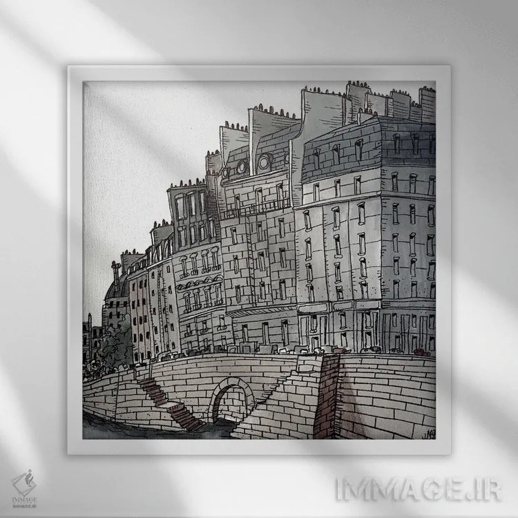 تابلو از رود سن (فرانسه) اثر آرون ووتن - نمای قابدار سفید