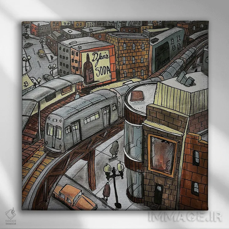 تابلو خط قهوهای (مترو/قطار) اثر آرون ووتن - نمای روبهرو روی دیوار