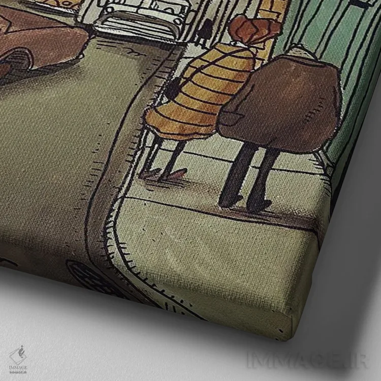 تابلو استیت و جکسون (چهارراه) اثر آرون ووتن - نمای نزدیک بافت بوم