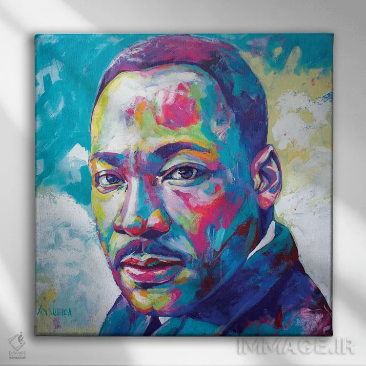 تابلو مارتین لوتر کینگ جونیور (فعال حقوق مدنی) اثر الکساندرا آندرئیکا - نمای روبهرو روی دیوار