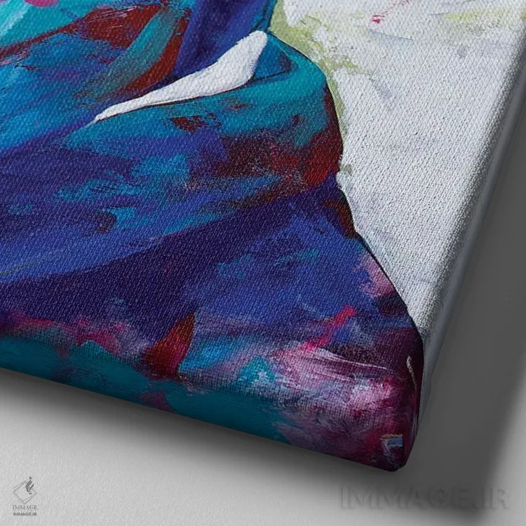 تابلو مارتین لوتر کینگ جونیور (فعال حقوق مدنی) اثر الکساندرا آندرئیکا - نمای نزدیک بافت بوم