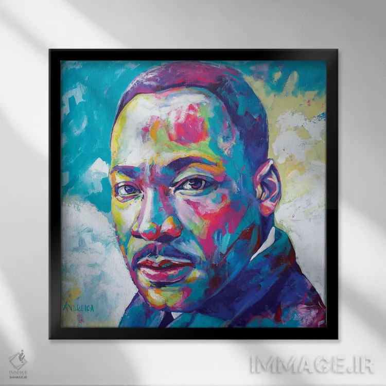 تابلو مارتین لوتر کینگ جونیور (فعال حقوق مدنی) اثر الکساندرا آندرئیکا - نمای قابدار مشکی