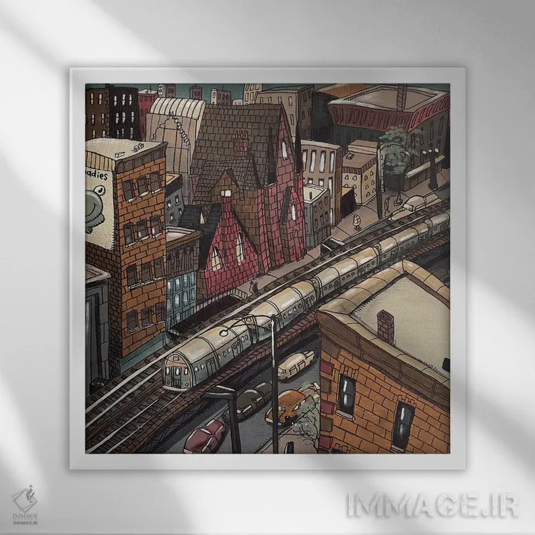 تابلو در جنوب شهر اثر آرون ووتن - نمای قابدار سفید