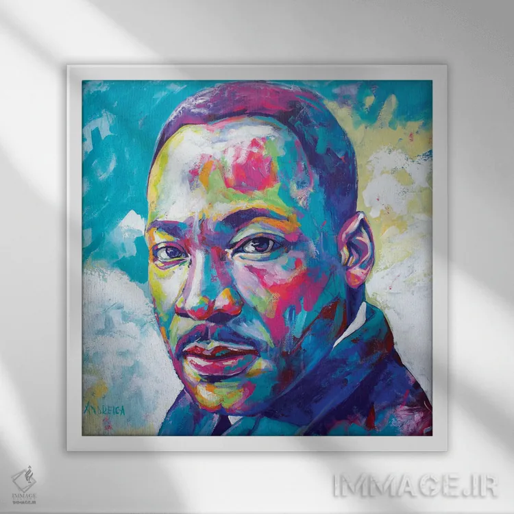 تابلو مارتین لوتر کینگ جونیور (فعال حقوق مدنی) اثر الکساندرا آندرئیکا - نمای قابدار سفید