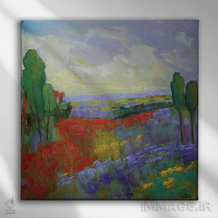 تابلو درهٔ شقایقها اثر الکسی فاین - نمای روبهرو روی دیوار