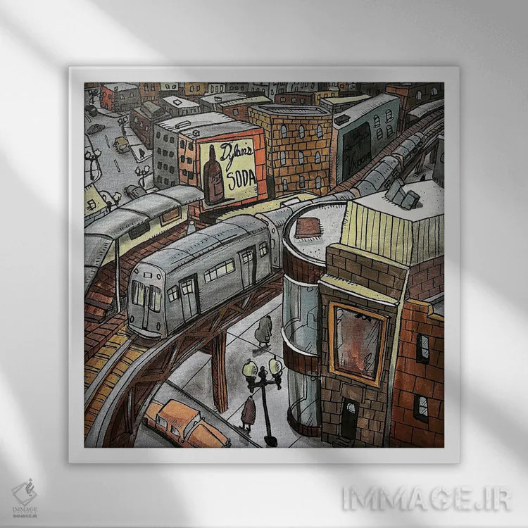 تابلو خط قهوهای (مترو/قطار) اثر آرون ووتن - نمای قابدار سفید