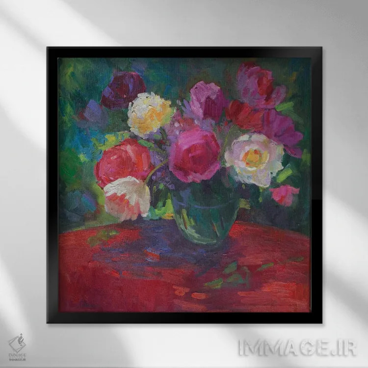 تابلو گلبرگها و شور اثر الکسی فاین - نمای قابدار مشکی