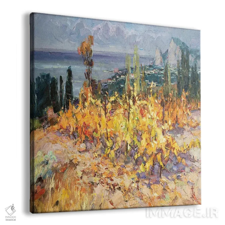 تابلو تاکستانهای پاییزی اثر سرگئی الکساندروویچ پوزدیف - نمای پرسپکتیو محصول