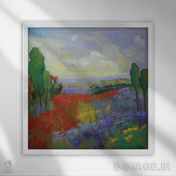 تابلو درهٔ شقایقها اثر الکسی فاین - نمای قابدار سفید