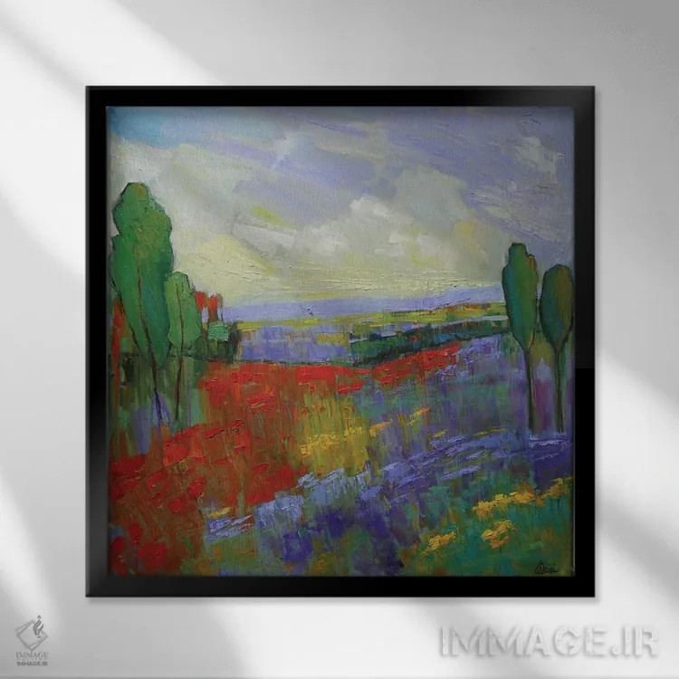 تابلو درهٔ شقایقها اثر الکسی فاین - نمای قابدار مشکی