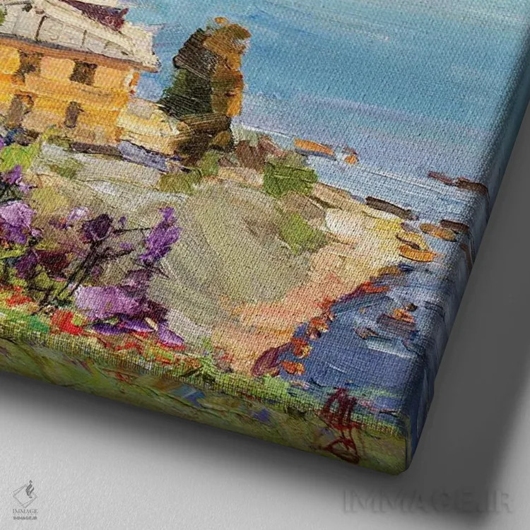 تابلو شکوفههای یاس بنفش اثر سرگئی الکساندروویچ پوزدیف - نمای نزدیک بافت بوم