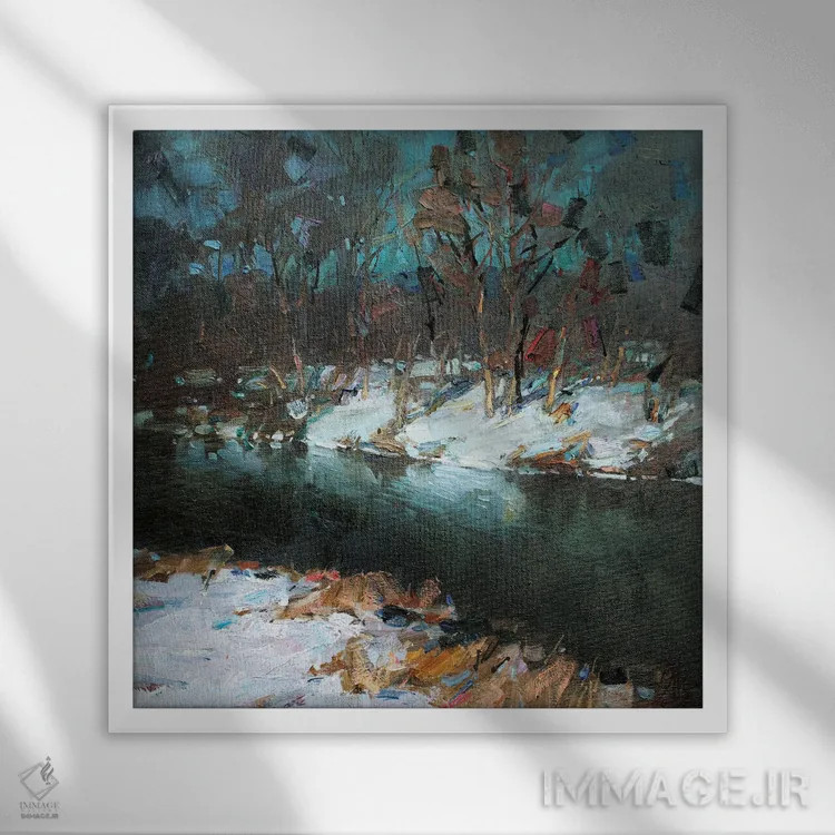 تابلو اولین برف اثر سرگئی الکساندروویچ پوزدیف - نمای قابدار سفید