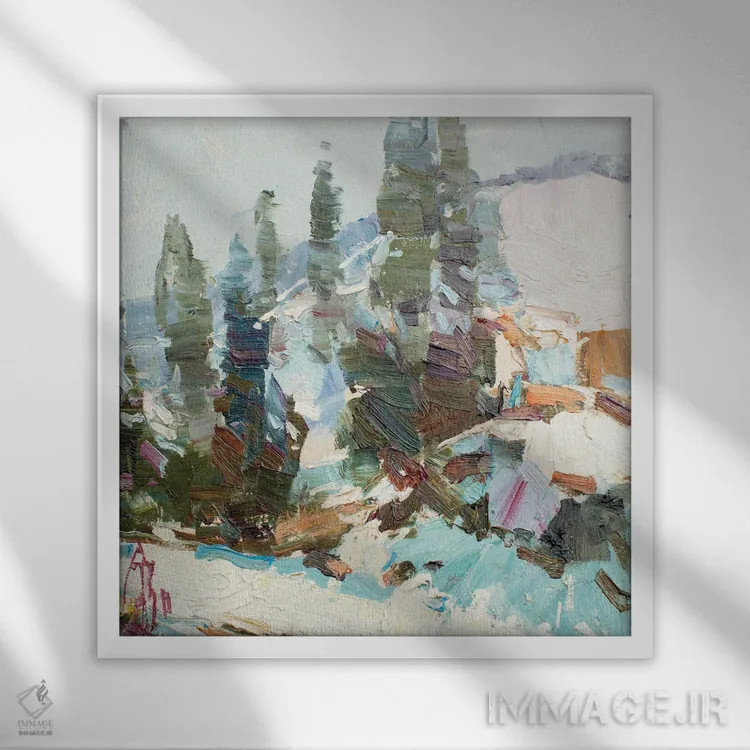 تابلو سروها اثر سرگئی الکساندروویچ پوزدیف - نمای قابدار سفید