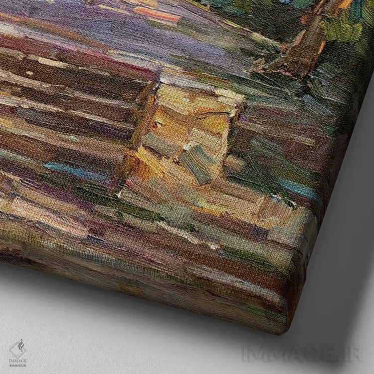 تابلو پلههای ایتالیایی اثر سرگئی الکساندروویچ پوزدیف - نمای نزدیک بافت بوم