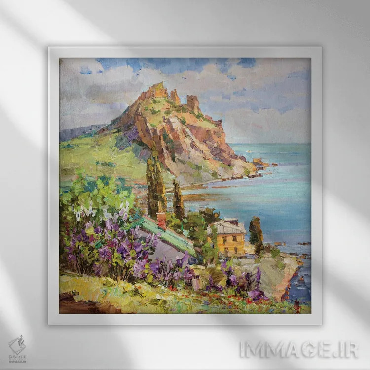 تابلو شکوفههای یاس بنفش اثر سرگئی الکساندروویچ پوزدیف - نمای قابدار سفید