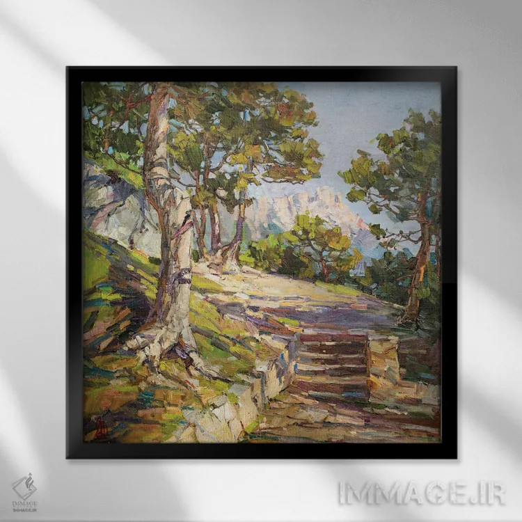 تابلو پلههای ایتالیایی اثر سرگئی الکساندروویچ پوزدیف - نمای قابدار مشکی