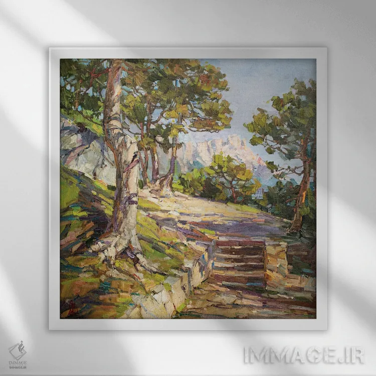 تابلو پلههای ایتالیایی اثر سرگئی الکساندروویچ پوزدیف - نمای قابدار سفید