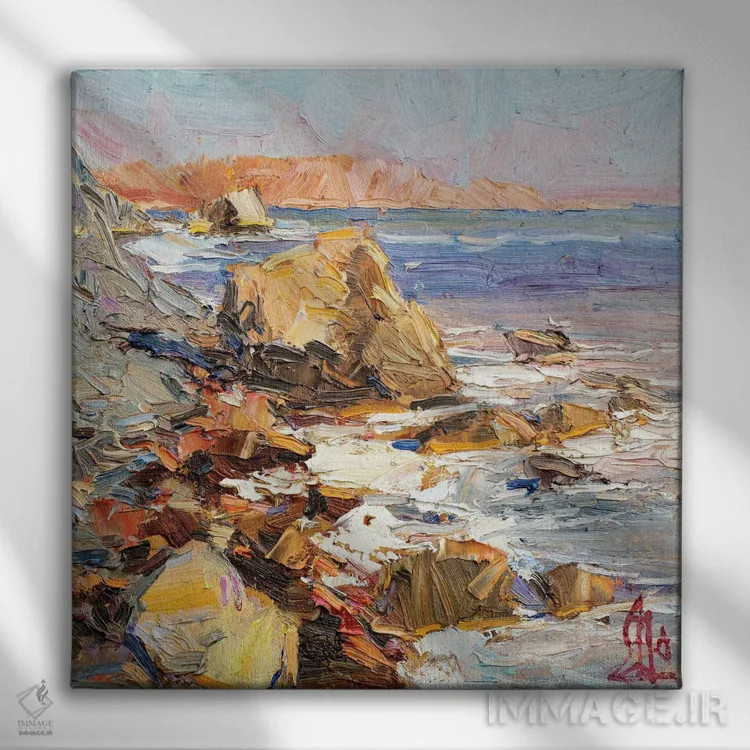 تابلو ساحل صخرهای اثر سرگئی الکساندروویچ پوزدیف - نمای روبهرو روی دیوار