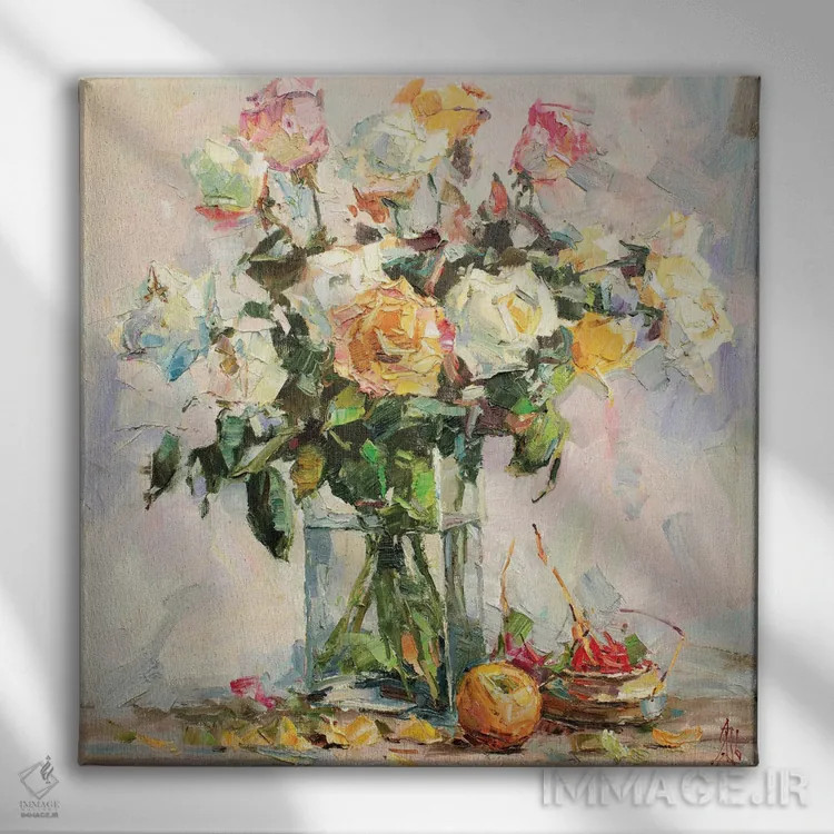 تابلو گلهای رز اثر سرگئی الکساندروویچ پوزدیف - نمای روبهرو روی دیوار