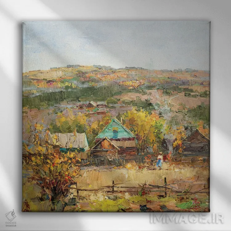 تابلو روستای روسی اثر سرگئی الکساندروویچ پوزدیف - نمای روبهرو روی دیوار