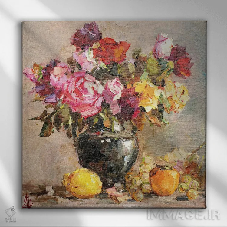 تابلو طبیعت بیجان رزها II اثر سرگئی الکساندروویچ پوزدیف - نمای روبهرو روی دیوار