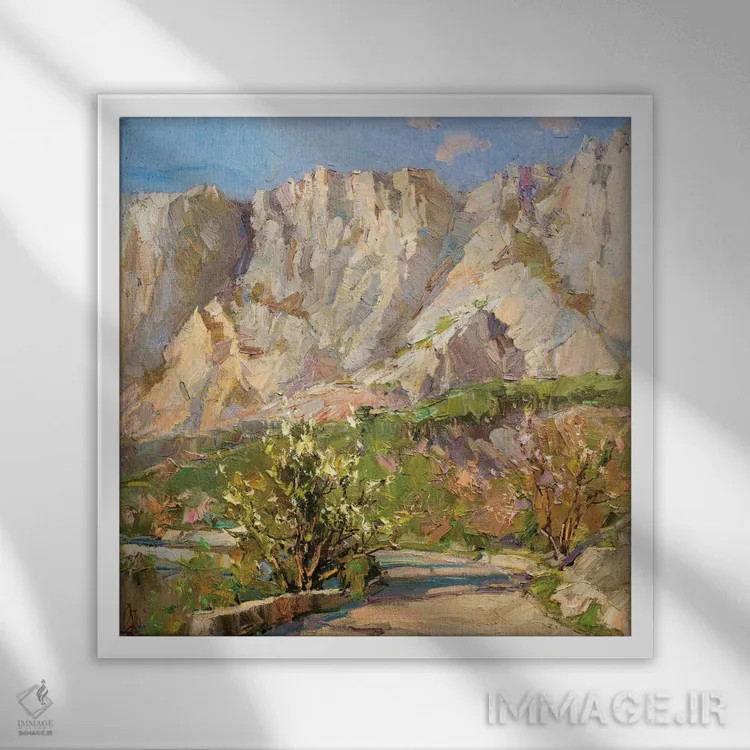 تابلو جاده به سوی ارتفاعات اثر سرگئی الکساندروویچ پوزدیف - نمای قابدار سفید