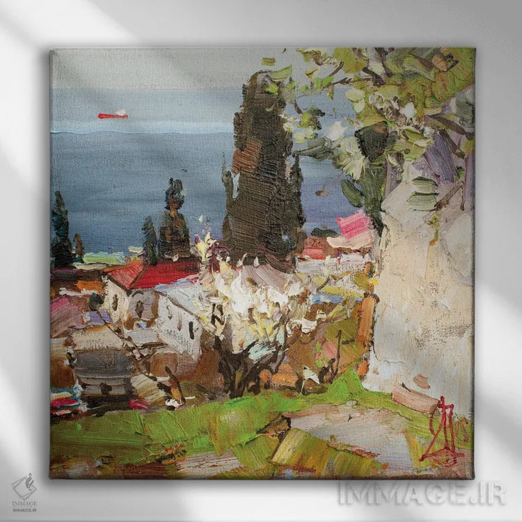 تابلو نقشمایهٔ بهاری اثر سرگئی الکساندروویچ پوزدیف - نمای روبهرو روی دیوار