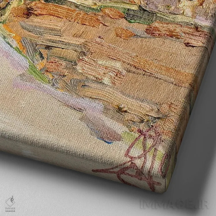 تابلو بهار در روستای کوهستانی اثر سرگئی الکساندروویچ پوزدیف - نمای نزدیک بافت بوم