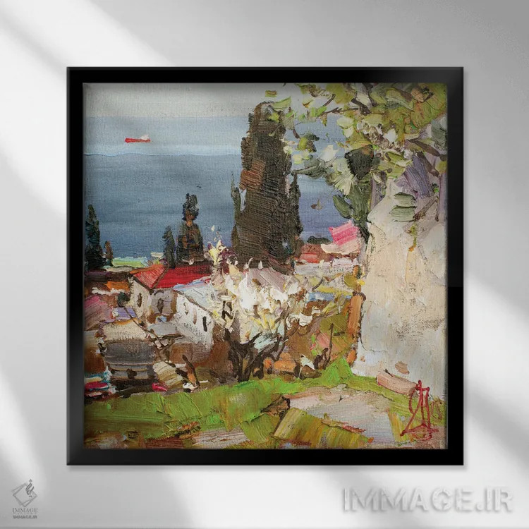 تابلو نقشمایهٔ بهاری اثر سرگئی الکساندروویچ پوزدیف - نمای قابدار مشکی