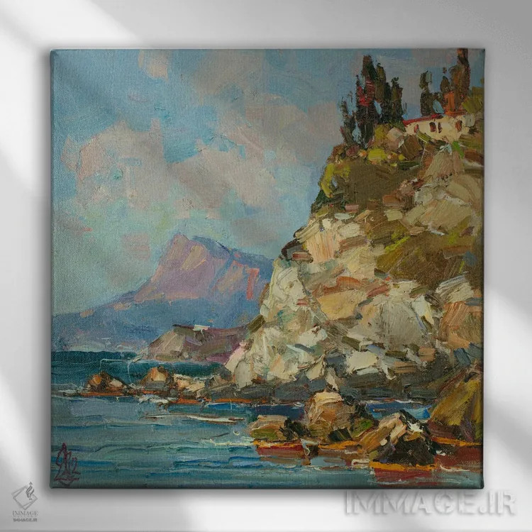 تابلو کلبه بر صخره اثر سرگئی الکساندروویچ پوزدیف - نمای روبهرو روی دیوار