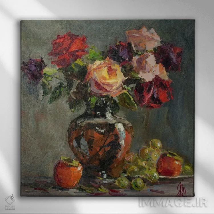 تابلو طبیعت بیجان رز اثر سرگئی الکساندروویچ پوزدیف - نمای روبهرو روی دیوار