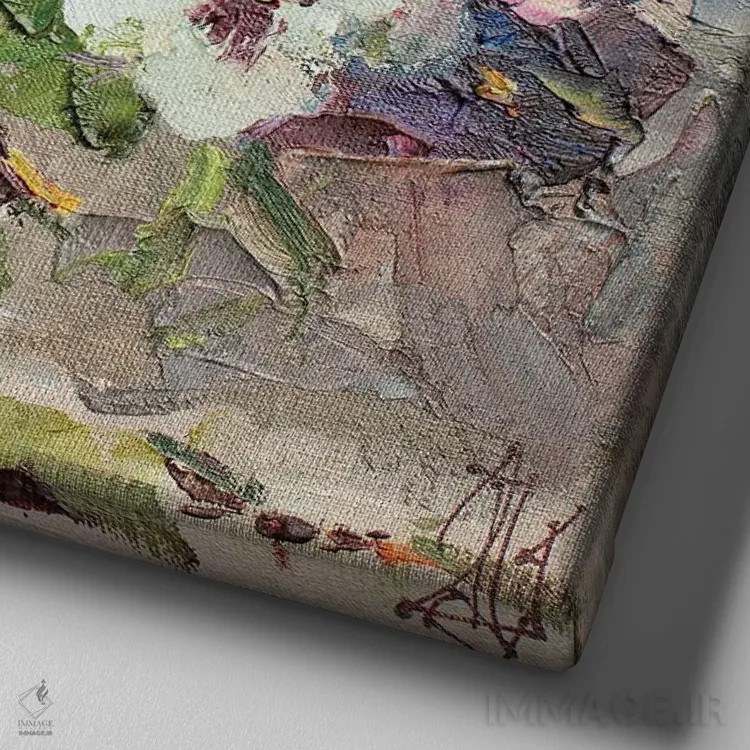 تابلو طبیعت بیجان گل بوسهام بده زود اثر سرگئی الکساندروویچ پوزدیف - نمای نزدیک بافت بوم