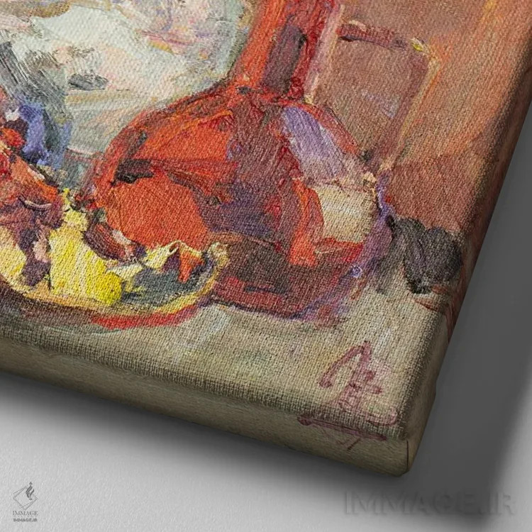 تابلو طبیعت بیجان شرقی اثر سرگئی الکساندروویچ پوزدیف - نمای نزدیک بافت بوم