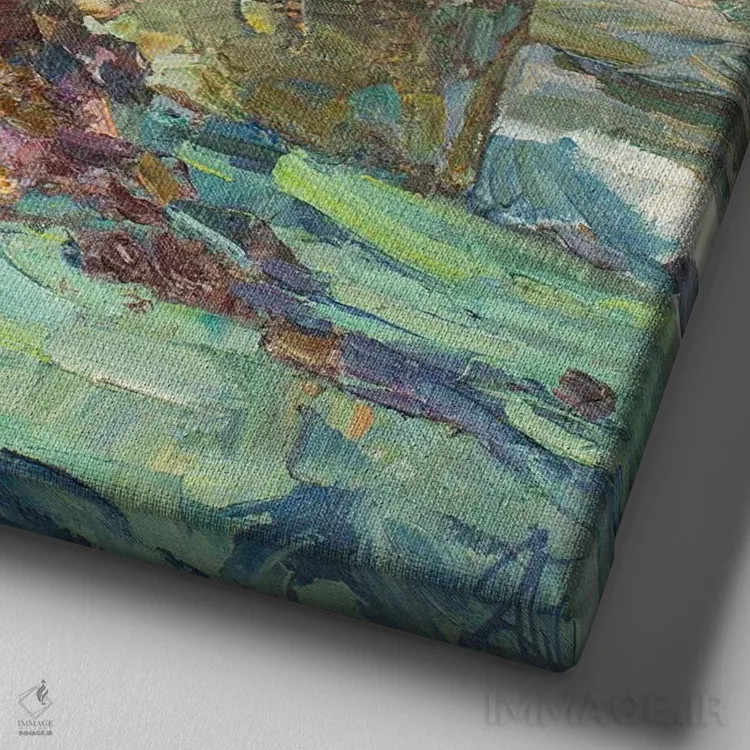 تابلو طبیعت بیجان ساحلی اثر سرگئی الکساندروویچ پوزدیف - نمای نزدیک بافت بوم