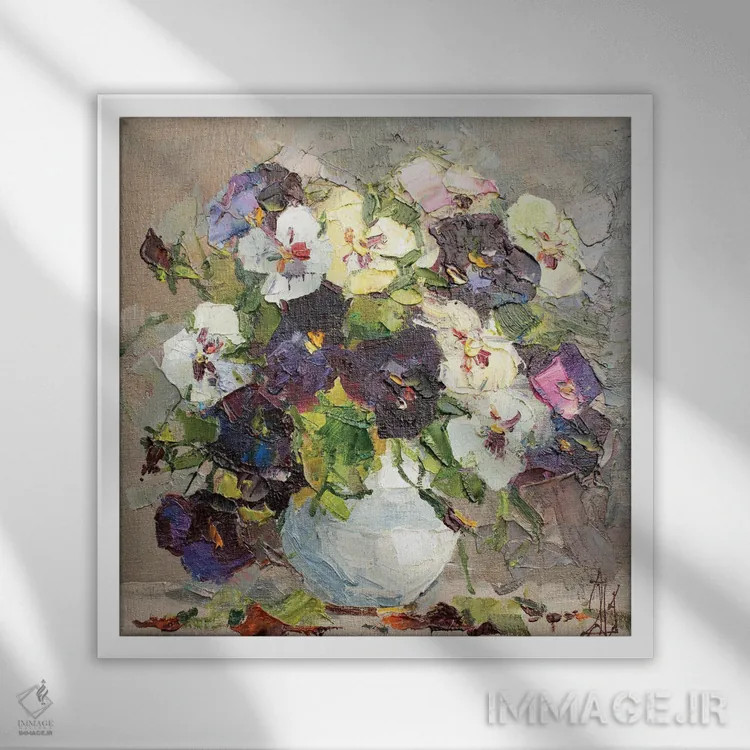 تابلو طبیعت بیجان گل بوسهام بده زود اثر سرگئی الکساندروویچ پوزدیف - نمای قابدار سفید