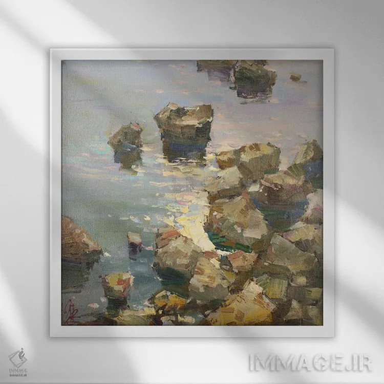 تابلو دریای آرام اثر سرگئی الکساندروویچ پوزدیف - نمای قابدار سفید